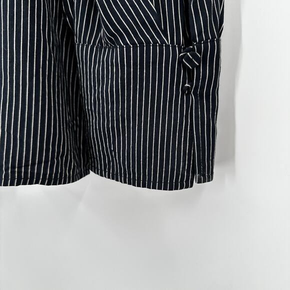 MM Lafleur Top Blouse Womens Large Blue Rampling Top Thin Stripe - Picture 6 of 12